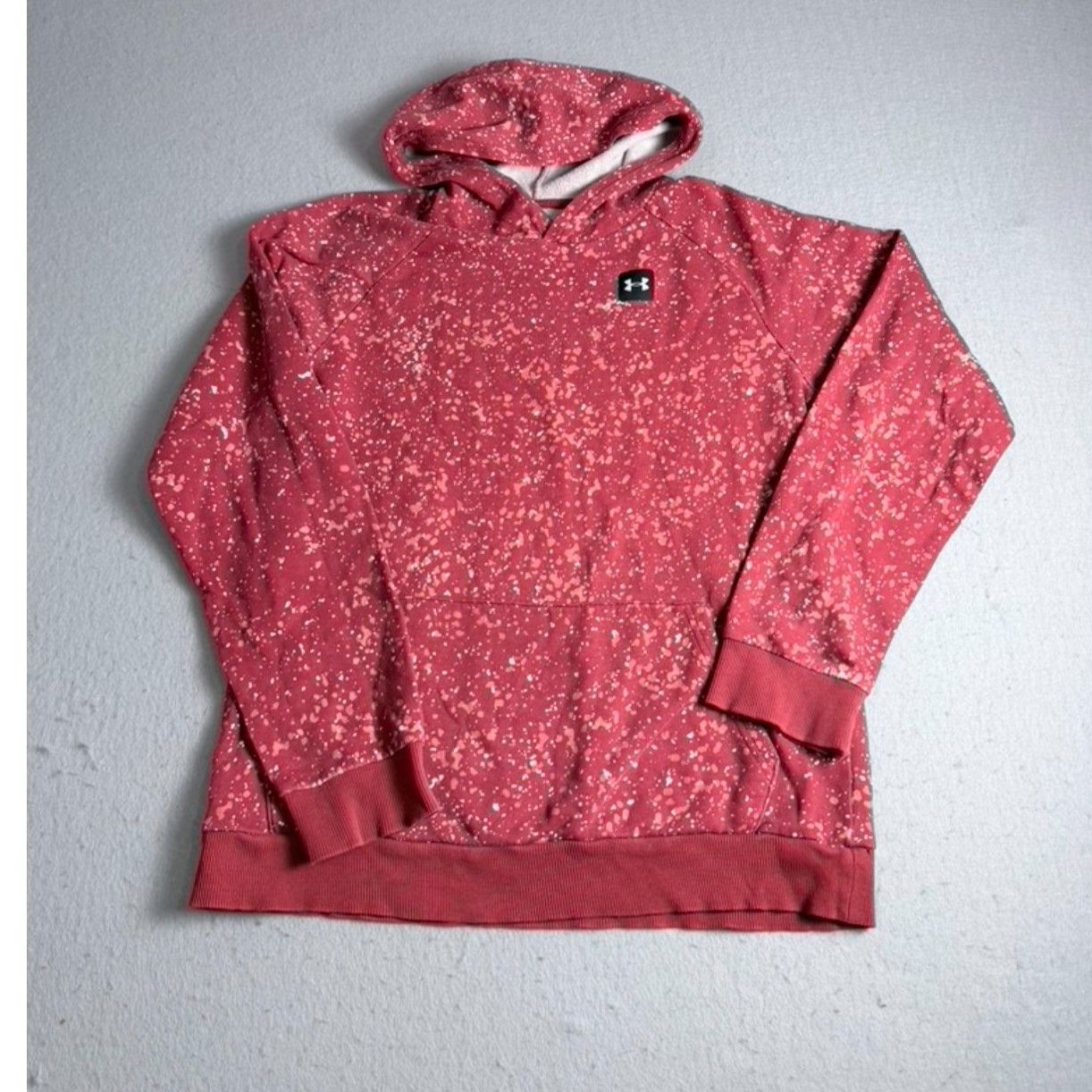 Ua Youth Xl Hoodie Speckled Crackle Red White Spots Winter Warm Cozy